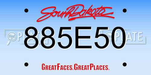 885E50 South Dakota License Plate