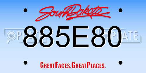 885E80 South Dakota License Plate