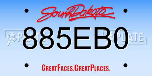 885EB0 South Dakota License Plate
