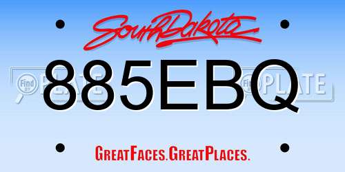 885EBQ South Dakota License Plate