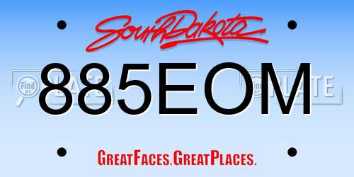 885EOM South Dakota License Plate