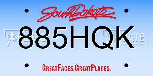 885HQK South Dakota License Plate