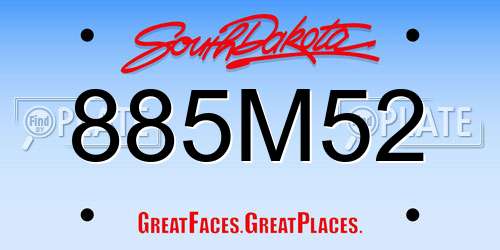 885M52 South Dakota License Plate