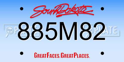 885M82 South Dakota License Plate