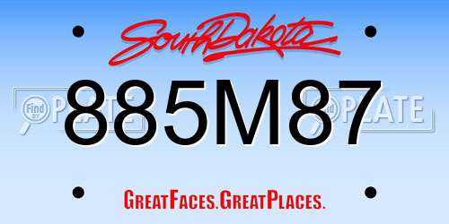 885M87 South Dakota License Plate