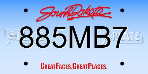 885MB7 South Dakota License Plate