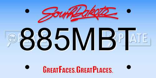 885MBT South Dakota License Plate