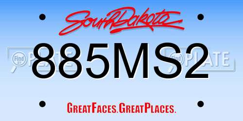885MS2 South Dakota License Plate