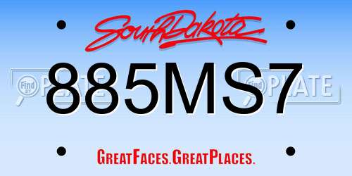 885MS7 South Dakota License Plate
