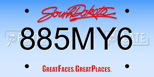 885MY6 South Dakota License Plate