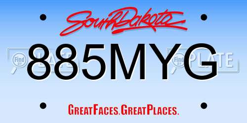 885MYG South Dakota License Plate