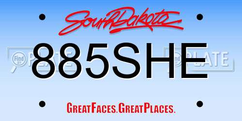 885SHE South Dakota License Plate