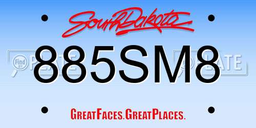 885SM8 South Dakota License Plate