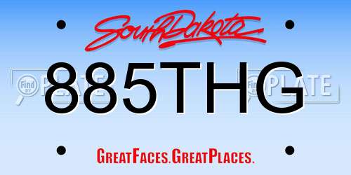 885THG South Dakota License Plate