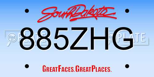 885ZHG South Dakota License Plate