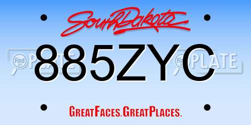 885ZYC South Dakota License Plate