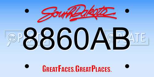 8860AB South Dakota License Plate