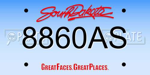 8860AS South Dakota License Plate