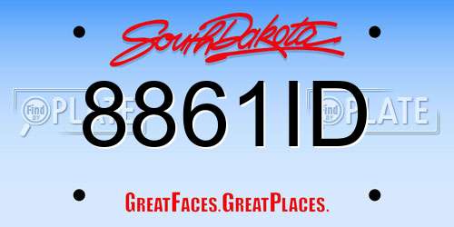 8861ID South Dakota License Plate