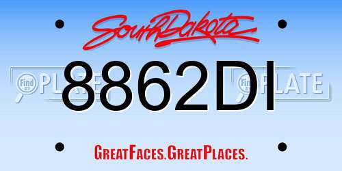 8862DI South Dakota License Plate