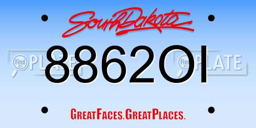 8862OI South Dakota License Plate
