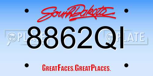 8862QI South Dakota License Plate