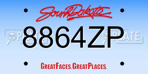 8864ZP South Dakota License Plate