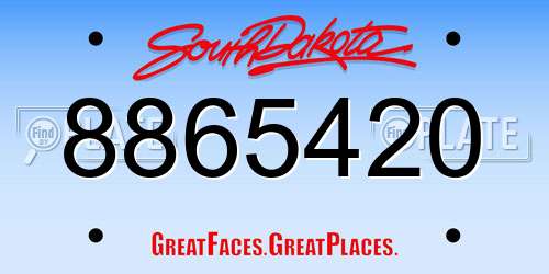 8865420 South Dakota License Plate