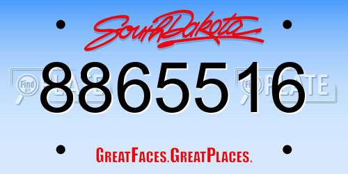 8865516 South Dakota License Plate