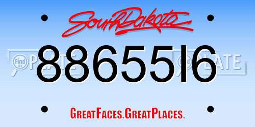 88655I6 South Dakota License Plate