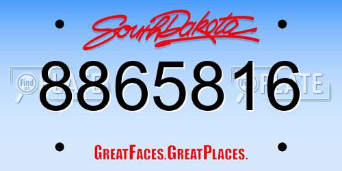 8865816 South Dakota License Plate