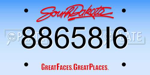 88658I6 South Dakota License Plate