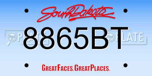 8865BT South Dakota License Plate