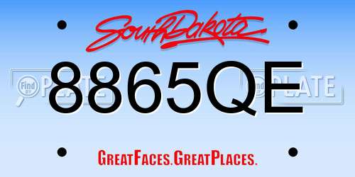 8865QE South Dakota License Plate