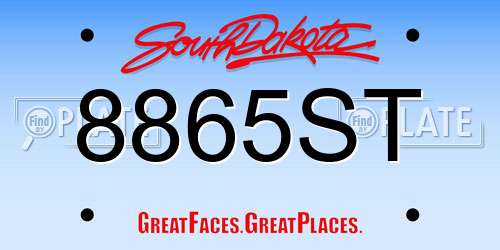 8865ST South Dakota License Plate