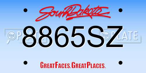 8865SZ South Dakota License Plate