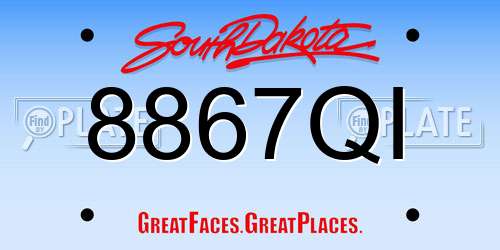 8867QI South Dakota License Plate
