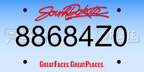 88684Z0 South Dakota License Plate