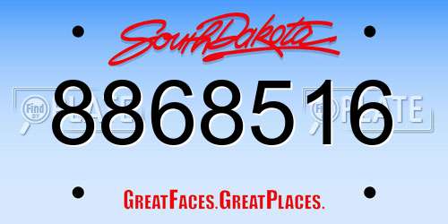 8868516 South Dakota License Plate