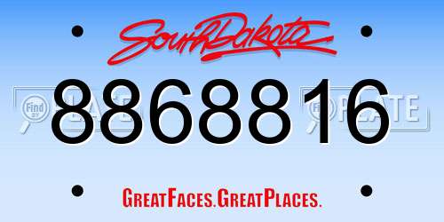 8868816 South Dakota License Plate