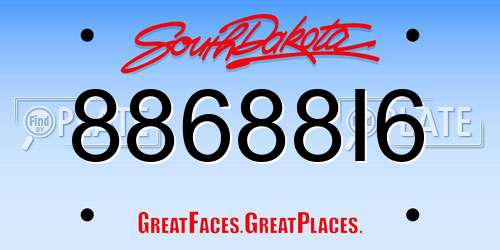 88688I6 South Dakota License Plate