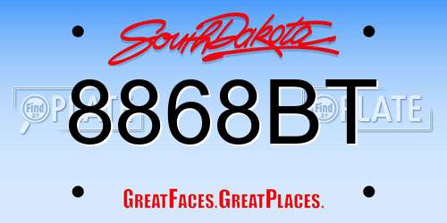 8868BT South Dakota License Plate