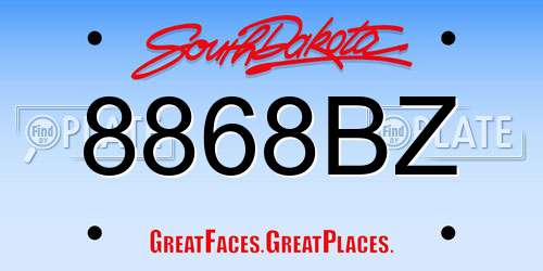 8868BZ South Dakota License Plate