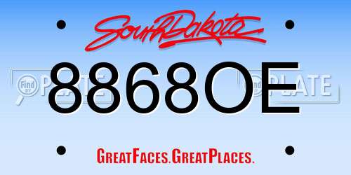 8868OE South Dakota License Plate