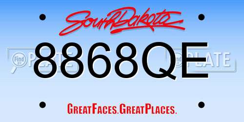 8868QE South Dakota License Plate