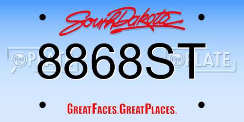 8868ST South Dakota License Plate