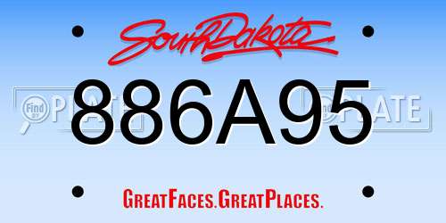 886A95 South Dakota License Plate