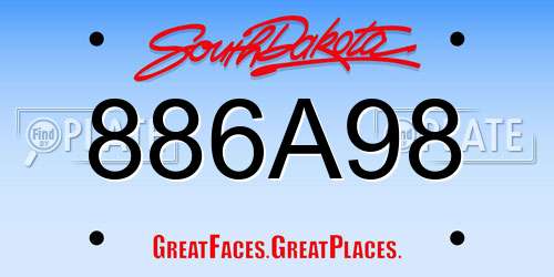 886A98 South Dakota License Plate