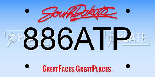 886ATP South Dakota License Plate