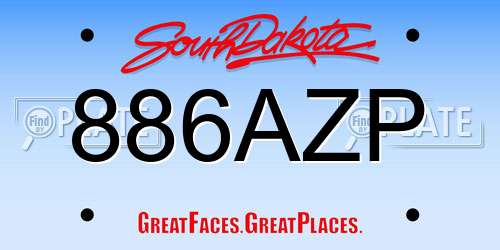 886AZP South Dakota License Plate